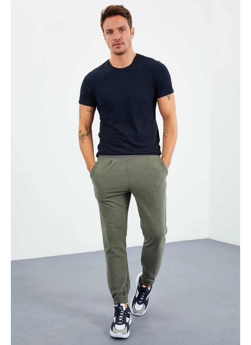 تومي لايف Light Green Men's Hidden Zipper Comfortable Form Elastic Leg Fleece Tracksuit Bottom - 84866