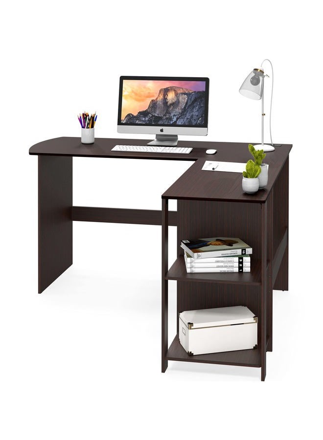 SHW 51 x 51 Inches L-Shaped Home Office Wood Corner Desk wtih Storage, Espresso - Image 4