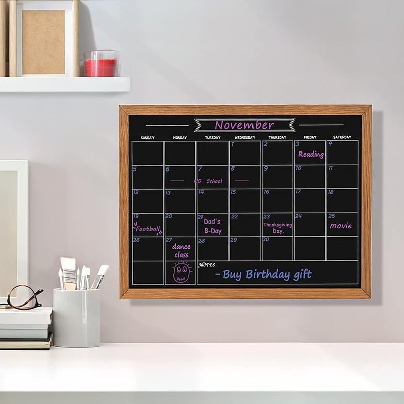 Umtiti Calendar Chalkboard, 13 * 17, Magnetic Surface Rustic Brown Solid Pine Wood Frame Chalk Board for Planning/School Timetable/Memo, Hanging Board for Office, School and Home(YLHB-QZ-3343) - Image 4