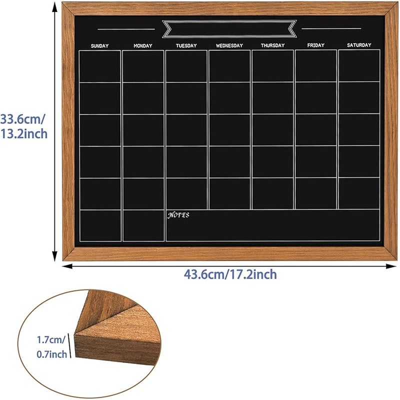 Umtiti Calendar Chalkboard, 13 * 17, Magnetic Surface Rustic Brown Solid Pine Wood Frame Chalk Board for Planning/School Timetable/Memo, Hanging Board for Office, School and Home(YLHB-QZ-3343) - Image 3