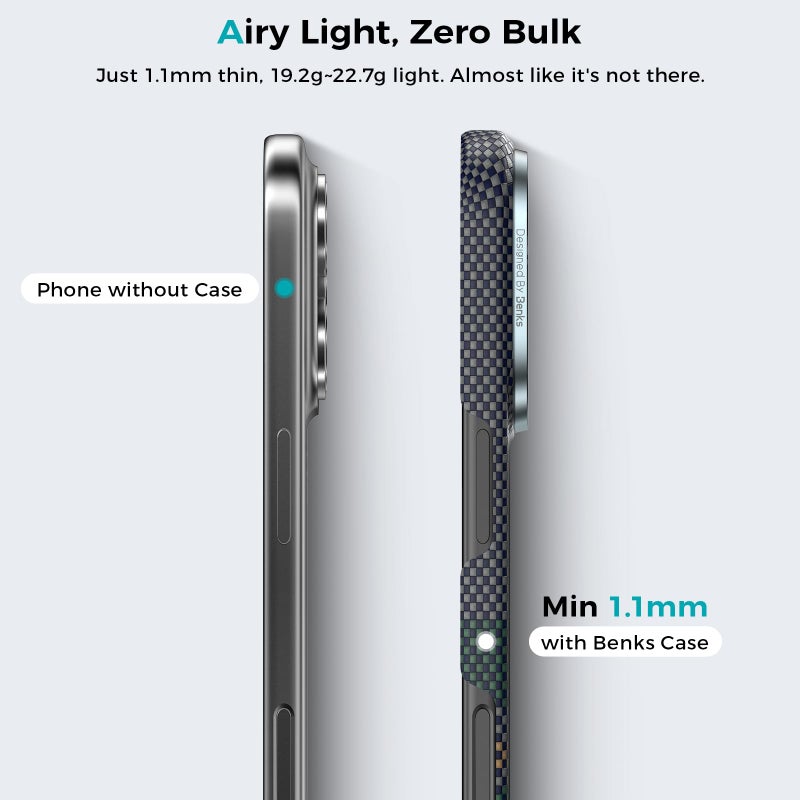 BENKS for iPhone 17 Pro Max Case, Compatible with Magsafe, Aurora ArmorAir Ultra Slim & Lightweight Minimalist Case Built with Dupont Kevlar 600D & 1000D Aramid Fiber, Multi-Color - Image 4