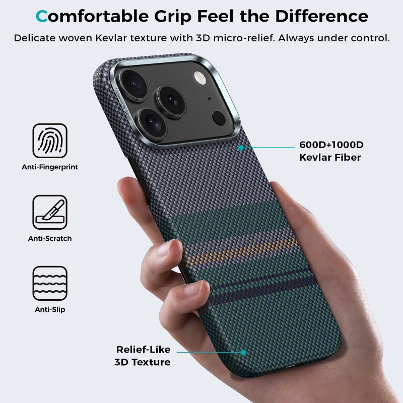 BENKS for iPhone 17 Pro Max Case, Compatible with Magsafe, Aurora ArmorAir Ultra Slim & Lightweight Minimalist Case Built with Dupont Kevlar 600D & 1000D Aramid Fiber, Multi-Color - Image 5