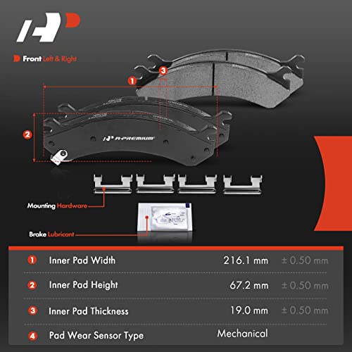A-Premium Front & Rear Ceramic Disc Brake Pads Set Compatible with Select Chevy, GMC and Hummer Models - Silverado Sierra 1500 HD, Avalanche, Sierra Yukon XL 2500 Sierra 3500, H2, with Hardware, 8 Pcs - Image 2