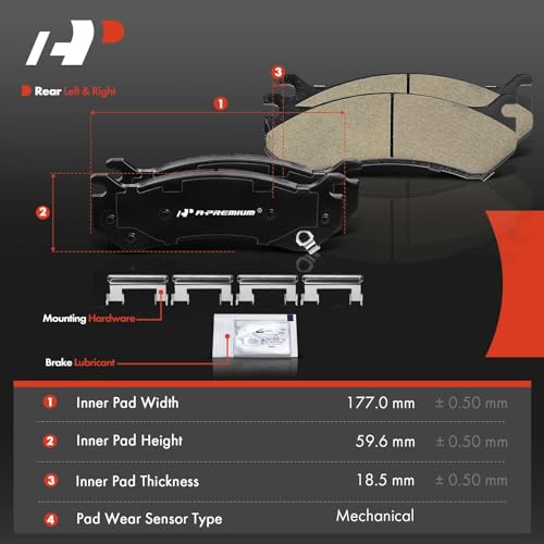 A-Premium Front & Rear Ceramic Disc Brake Pads Set Compatible with Select Chevy, GMC and Hummer Models - Silverado Sierra 1500 HD, Avalanche, Sierra Yukon XL 2500 Sierra 3500, H2, with Hardware, 8 Pcs - Image 3