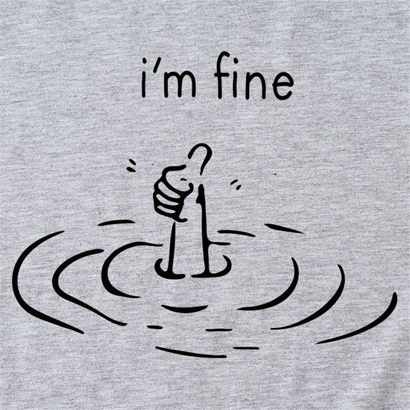 Personalized T-Shirt I'M Fine Water Thumb Fun Short-Sleeved Women'S Export - Image 3
