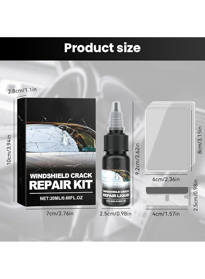 Excefore Upgrade Windshield Crack Repair Kit, New Windshield Crack Repair Fluid Window Automotive Windscreen Tool, Car Glass Repair Glue Scratch Chip Cracks Repair Kit (1 Set) - Image 2
