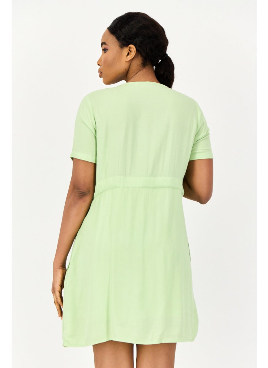 ONLY Women Solid Casual Mini Dress, Mint Green  - Image 3