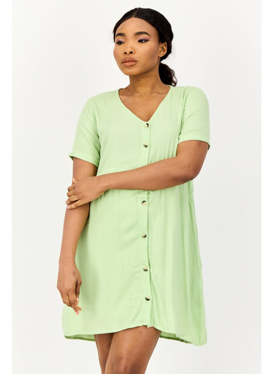 ONLY Women Solid Casual Mini Dress, Mint Green  - Image 1