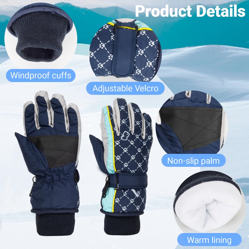 Mealah Kids Warm Ski Gloves, Waterproof Winter Snow Gloves for Boys and Girls, Windproof for Snowboarding & Sledding 5-8Years - Image 3