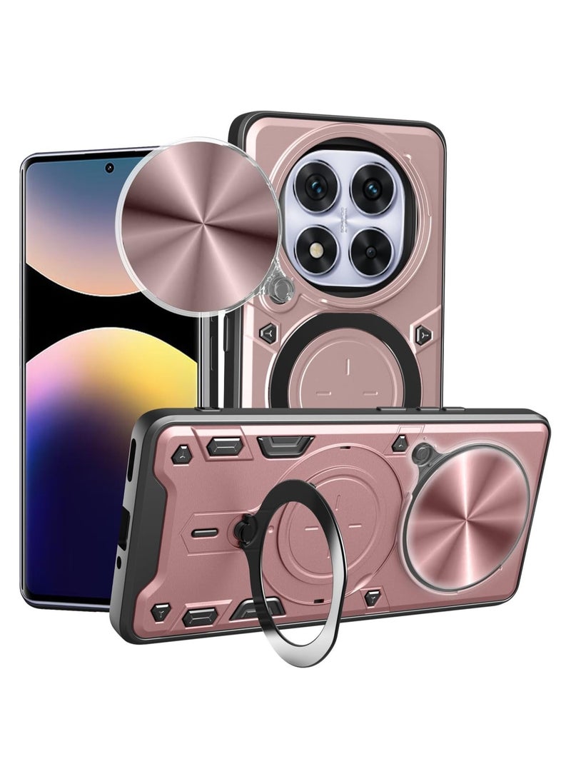 GOLDEN MASK Compatible With Xiaomi Redmi Note 14 Pro 4G Armored Camera Shield Cover Camera Lend Protection, Built-in 360° (Rose Gold)