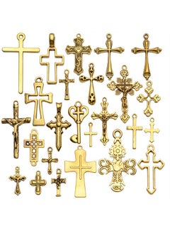 BronaGrand 25 Pieces Mixed Crosses Charms Pendants Jewelry Findings For Making Bracelet And Necklace  - Image 1