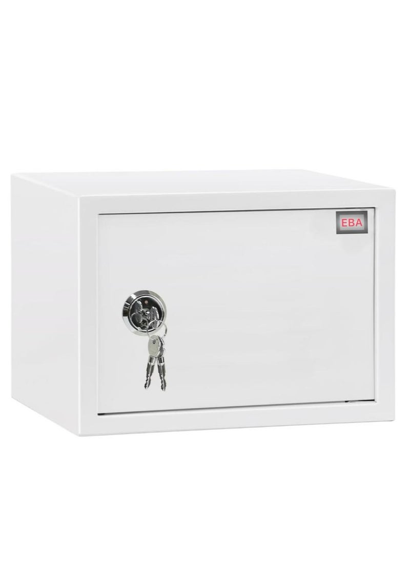 Easybusy - Key Operated Safe Box A4 Document Size Locker for Home Office Cash Passport Jewelry Security (25x35x25cm) White - Image 1