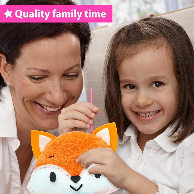 KRAFUN Unicorn Beginner Animal Sewing Kit for Kids Age 7-13 My First Art & Craft, Includes 3 Stuffed Animal Dolls Panda, Fox, Instructions & Plush Felt Materials for Learn to Sew, Embroidery - Image 5