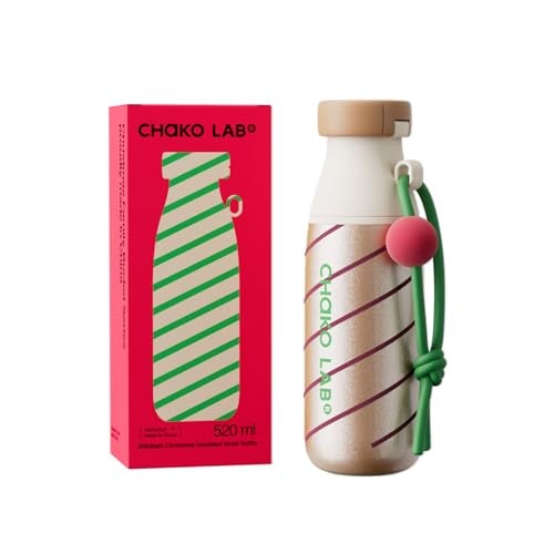 CHAKO LAB milk stainless steel vacuum insulated tumbler with Two Strap BPAFree Leak Proof 17oz Bottle with Spout Lid Straw White and Gold - Image 1