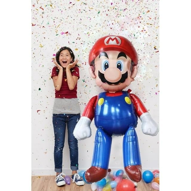 Atpata Funky 5 feet Super Mario Foil Balloon JumboSized Vibrant Design for Ultimate Super Mario Theme Birthday Party Decorations Easy Inflation for Gaming Enthusiasts - Image 3