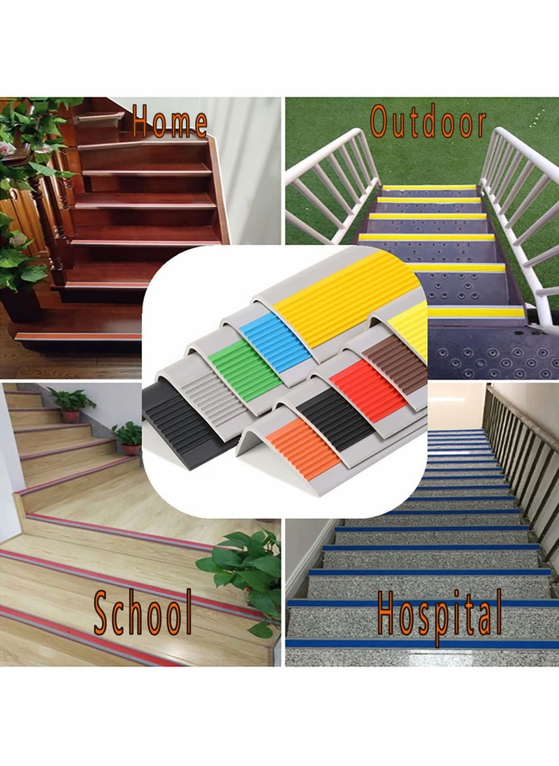SYOSI - Stair Leading Edge Protector, Waterproof Anti-Slip Rubber Step Adhesive Decorative Protection Strip for Home School Nursing Indoor and Outdoor Steps(Yellow) - Image 1