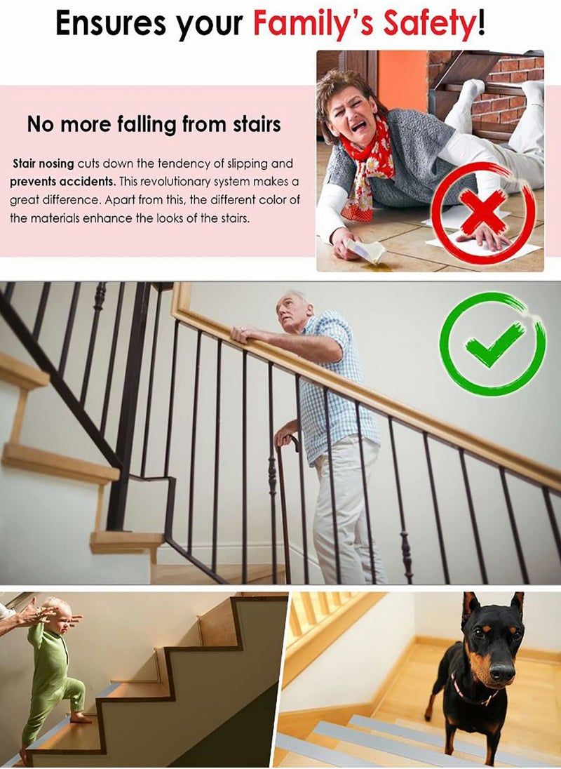 SYOSI - Stair Leading Edge Protector, Waterproof Anti-Slip Rubber Step Adhesive Decorative Protection Strip for Home School Nursing Indoor and Outdoor Steps(Yellow) - Image 1