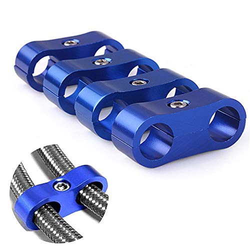 RASTP 6AN Hose Separator Clamp Aluminum Fuel Line Mounting Clamp Divider Hose Fitting Adapter Fit for 3/8 Fuel Line, Oil Line, Brake Line, Water Pipe and Gas Line,Blue,4pcs - Image 1