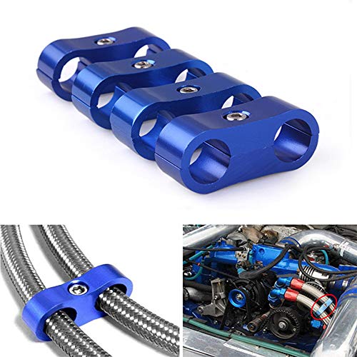 RASTP 6AN Hose Separator Clamp Aluminum Fuel Line Mounting Clamp Divider Hose Fitting Adapter Fit for 3/8 Fuel Line, Oil Line, Brake Line, Water Pipe and Gas Line,Blue,4pcs - Image 5