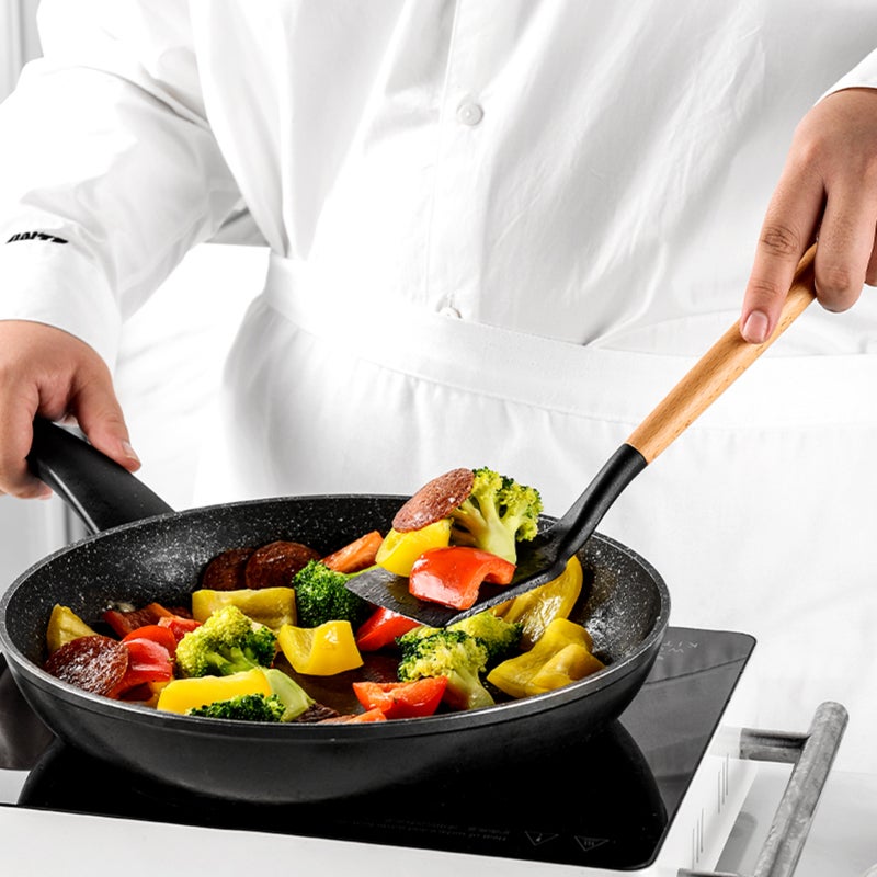 Silicone Utensils 11-Piece Black Food-grade Silicone - Heat Resistant Non-stick Flexible Kitchen Tools for Home Cooking Kitchens - Image 3