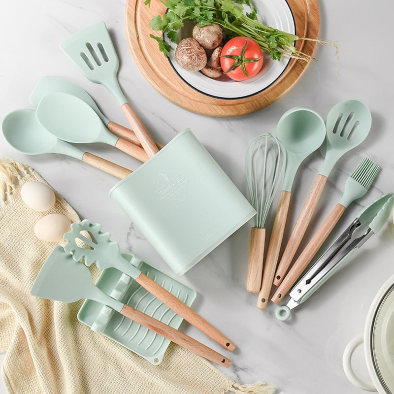 Silicone Utensils 11-Piece Black Food-grade Silicone - Heat Resistant Non-stick Flexible Kitchen Tools for Home Cooking Kitchens - Image 5