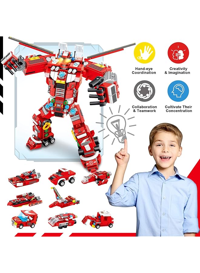 KASTWAVE Fire Robot Stem Building Toys 836 Pcs Creative Construction Truck Blocks Toys 35 In 1 Stem Educational Building Bricks City Fire Rescue Vehicles Kit Gift For Kids For Boys Age 6+ Year Old - Image 5