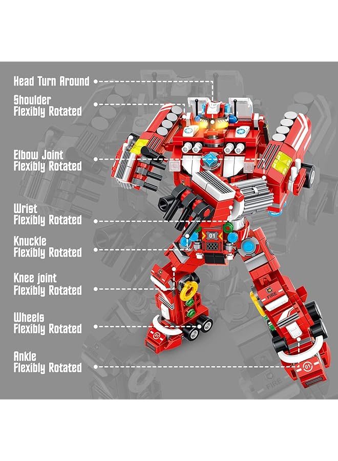KASTWAVE Fire Robot Stem Building Toys 836 Pcs Creative Construction Truck Blocks Toys 35 In 1 Stem Educational Building Bricks City Fire Rescue Vehicles Kit Gift For Kids For Boys Age 6+ Year Old - Image 2
