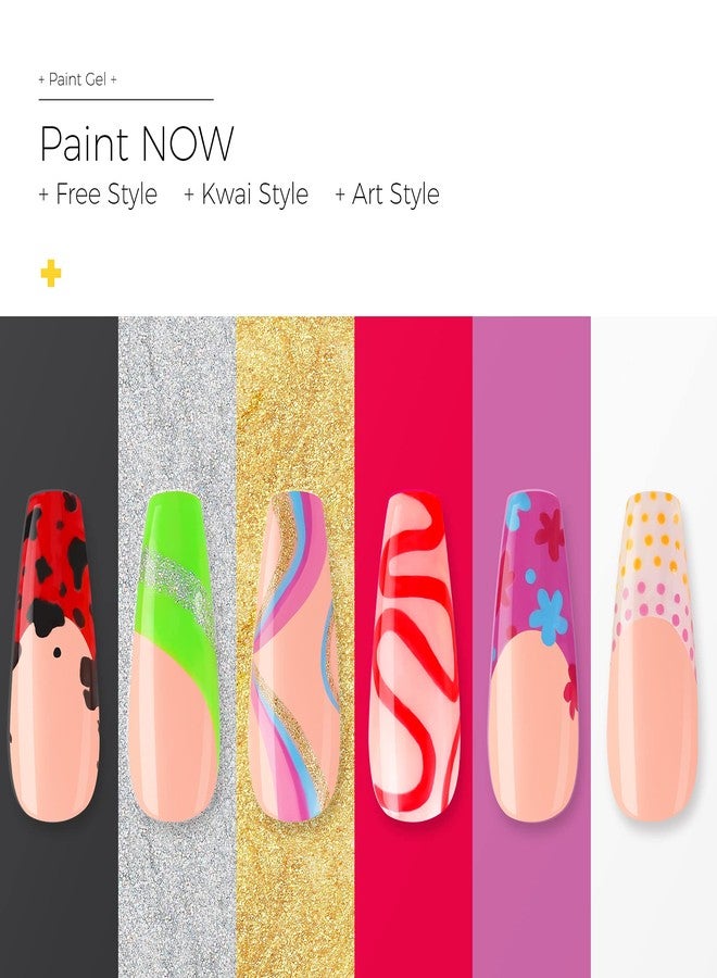 BURANO Gel Polish Nail Art Gel Liner Set, 6 Colors Black White Red Silver Gold Gel Art Paint, UV LED Gel Nail Polish Set Soak off Nail Art Gel Polish Kit Built in Thin Nail Art Brush - Image 4