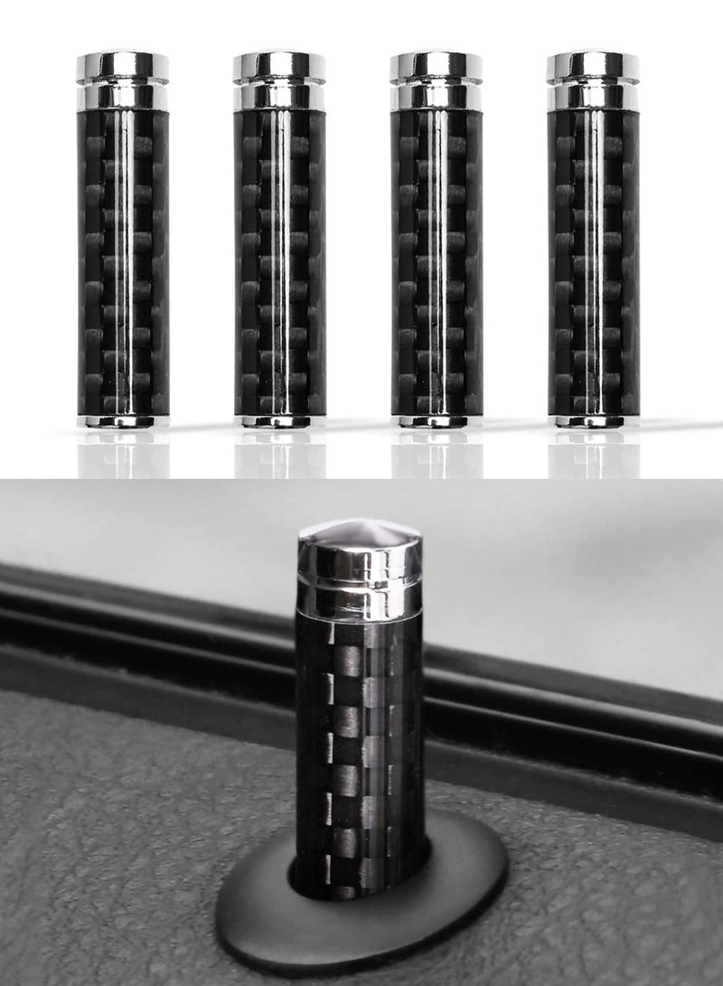 Y&D 4PCS Universal Door Lock Pin Cover Carbon Fiber Hard Durable Flame Retardant Corrosion Resistant Car Interior Accessories Bolt Knob Set (Black)  - Image 1