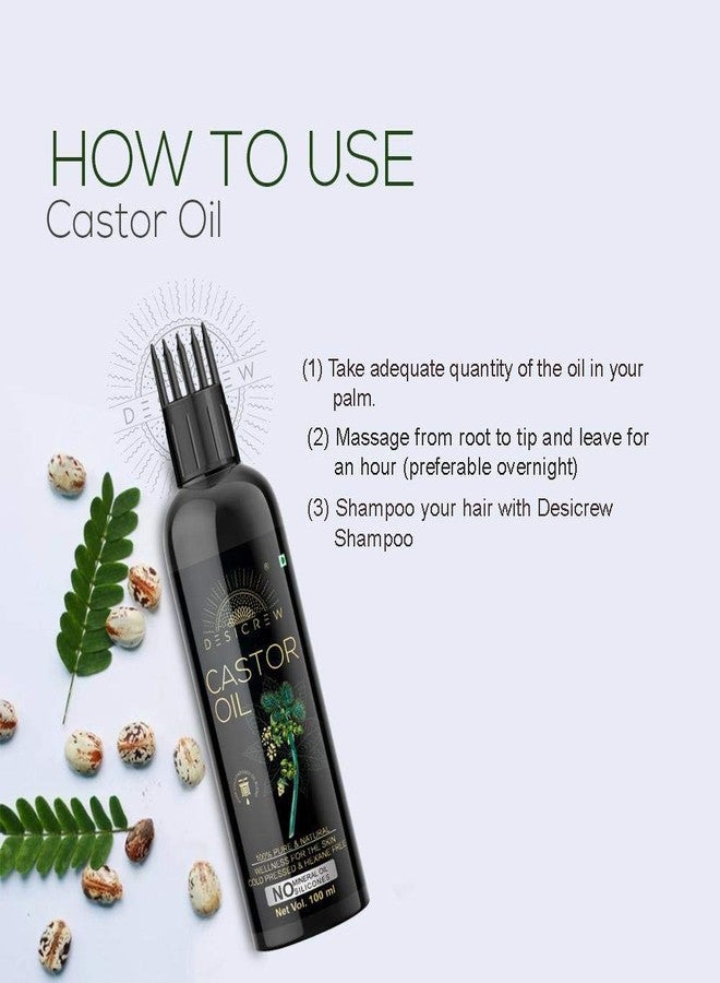 DESICREW Desi Crew 100% Pure Castor Oil - WITH COMB APPLICATOR - Cold Pressed - For Hair and Skin Oil 100mL Hair Oil (100 ml) - Image 4