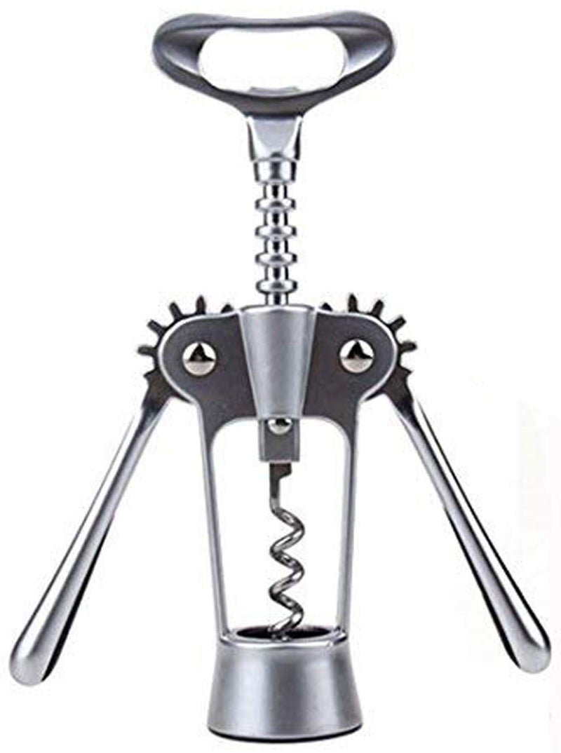 HAINE Bar Accessories Multi Functional Corkscrew/Wine Opener/Bottle Opener/Foil Cutter, 7.2 inch, Matte Silver - Image 1