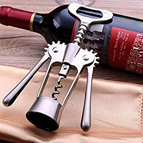 HAINE Bar Accessories Multi Functional Corkscrew/Wine Opener/Bottle Opener/Foil Cutter, 7.2 inch, Matte Silver - Image 3