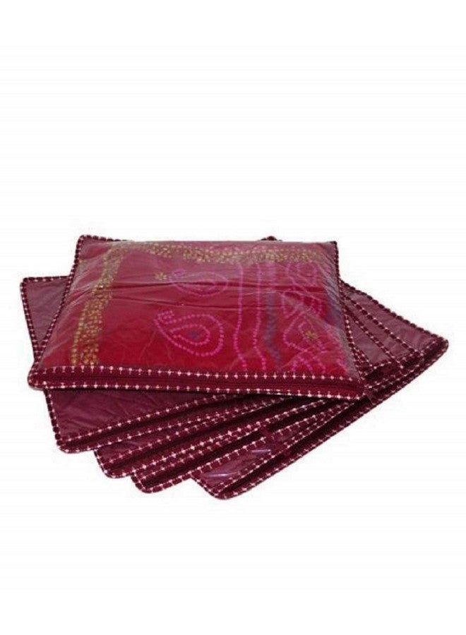 Kuber Industries Rexine 24 Piece Saree Covers With Zip|Saree Covers For Storage|Saree Packing Covers For Wedding|(Maroon) - Image 1