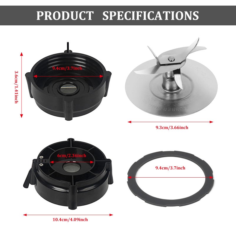 HenSinTc Pro 1200 Blender Blade Compatible with Oster Pro 1200 Blenders with with Jar Base Bottom and Rubber O-Ring Gasket for Oster Pro 1200 Blender Replacement Parts - Image 2