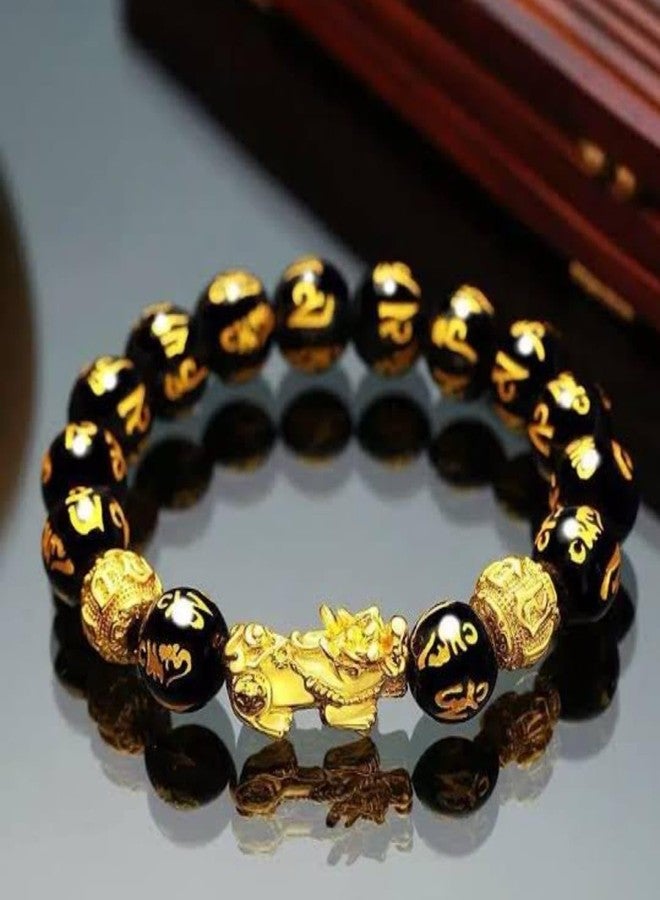 Iconic Keychains سوار أوم ماني بيكسيو الأصلي من حجر الأوبسيديان الأسود، بقياس 12 مم، مزود بمطاط قابل للتعديل، مناسب للرجال والنساء والأولاد والبنات، يُستخدم كإكسسوار أنيق وله فوائد علاجية. - Image 5