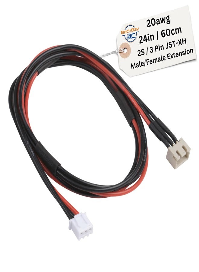 BackBay R/C BackBayRC - 2S JST-XH Balance Extensions - 60cm 20awg (100 Strand) Wire - Flexible Silicone Insulation - 2.54mm / 0.1" Pin Spacing - Image 1