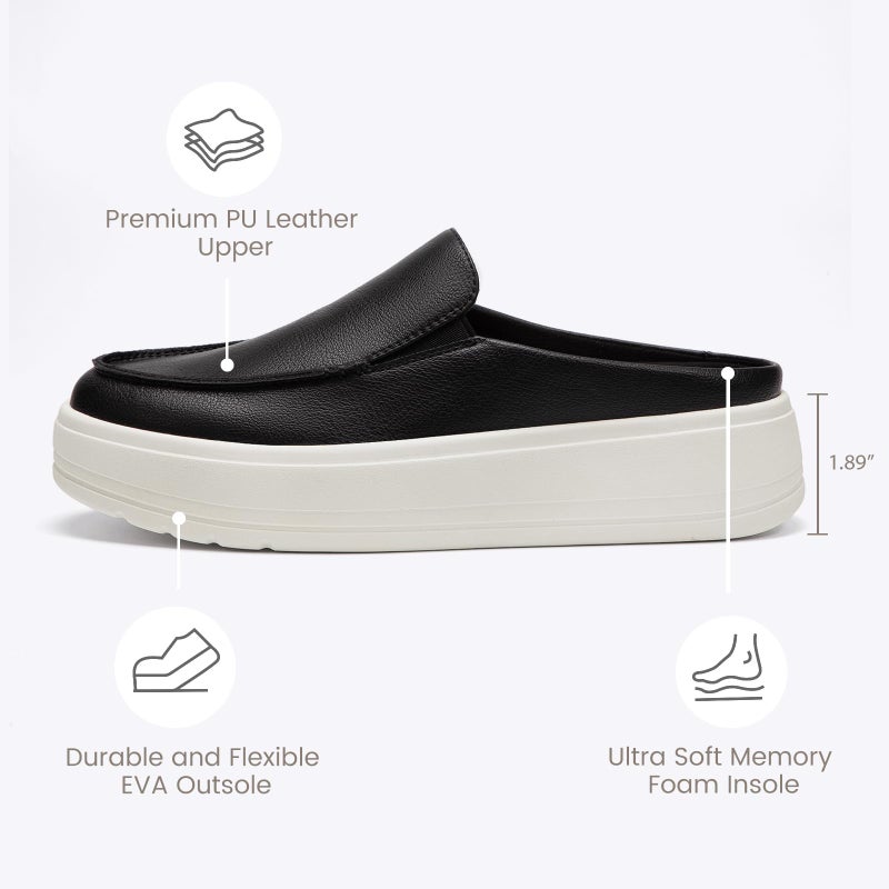 Rihero Slip On Mules for Women Comfortable Black Platform Shoes Lightweight Fall Mules for Business Casual Walking Size 8.5 - Image 4