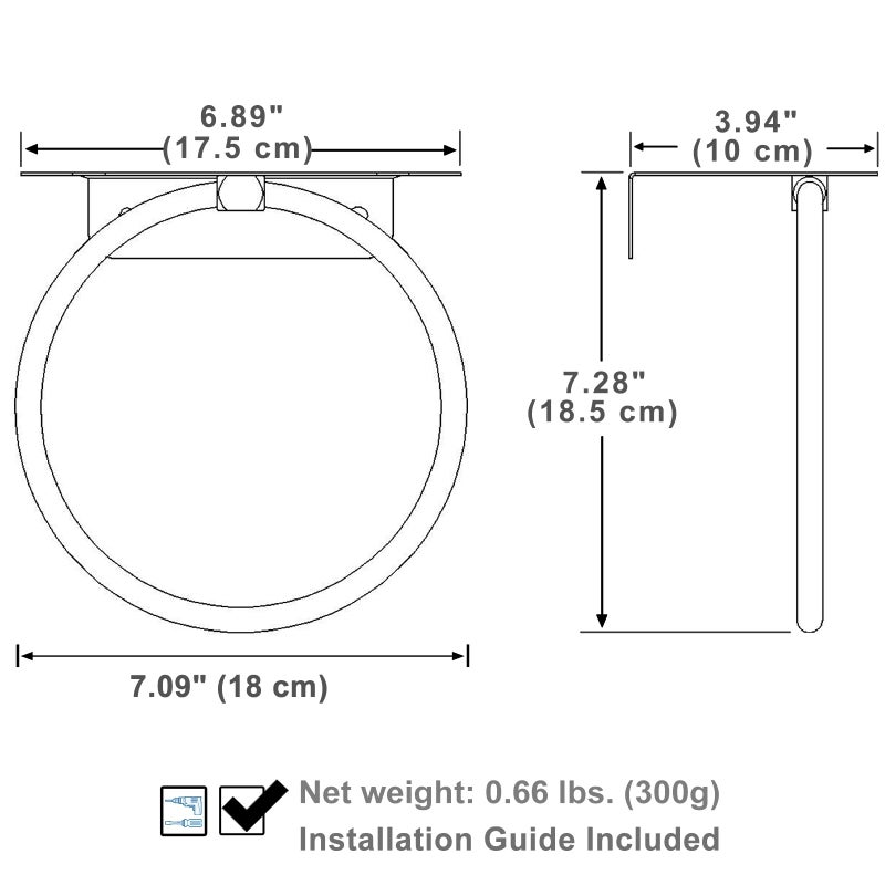APLusee Towel Ring with Shelf Brushed Nickel, 304 Stainless Steel Rustproof Wall Mounted Holder, Space-Saving Storage for Hand Towels & Bathroom Essentials - Image 2
