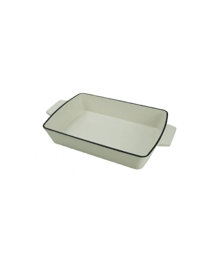 DANUBE HOME Chef's Delight Cast Iron Rectangle Roaster – Heavy-Duty Pre-Seasoned Bakeware for Roasting Meat, Chicken, Veggies & Casseroles, Oven-Safe, Ideal for Home Cooking 33x23CM