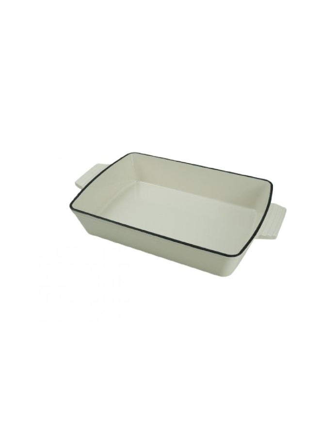 DANUBE HOME Chef's Delight Cast Iron Rectangle Roaster – Heavy-Duty Pre-Seasoned Bakeware for Roasting Meat, Chicken, Veggies & Casseroles, Oven-Safe, Ideal for Home Cooking 33x23CM 
