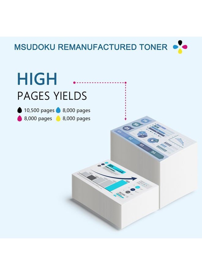 Msudoku خرطوشة حبر فيرسالينك C405 C400 معاد تصنيعها (4 عبوات) بديل لـ Xerox C400 C405 106R03524 106R03525 106R03526 106R03527 متوافقة مع طابعة Xerox C400 C400DN C405 (أسود/أزرق/أحمر/أصفر) - Image 3