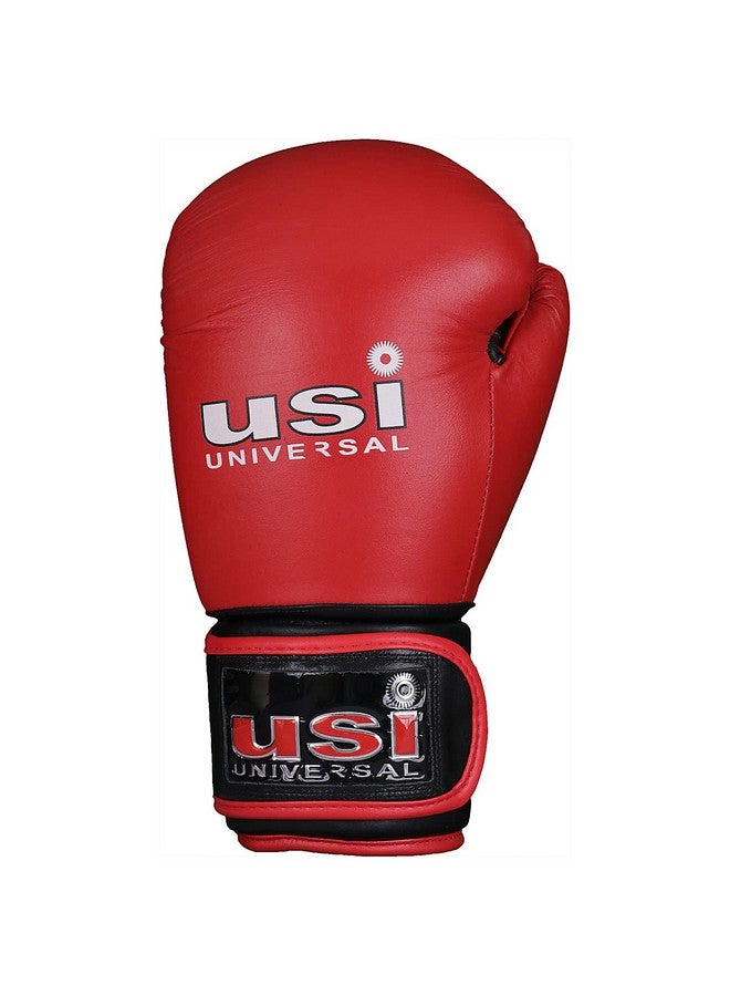 USI UNIVERSAL Boxing Gloves, 609M1 Red Immortal Safe Spar Gloves, Punching Bag Gloves For Boxing, Training, Top Grain Hide Leather, Foam Padding, Elastic Hook & Loop Wrap Around Strap (Size 16oz) - Image 2