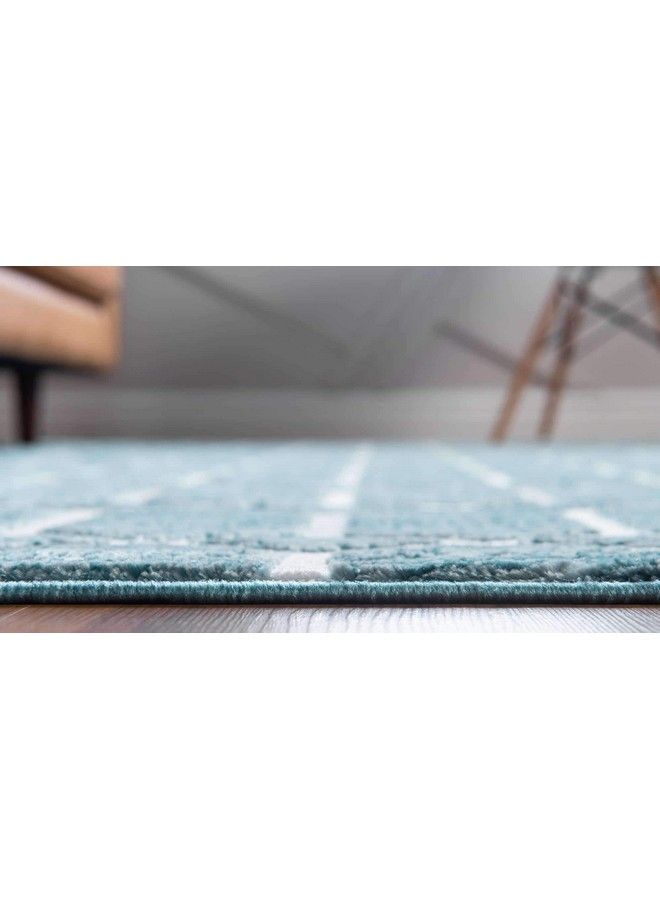 Unique Loom Matrix Trellis Collection Area Rug Tile (2' X 6' 1" Runner Blue Ivory) - Image 5