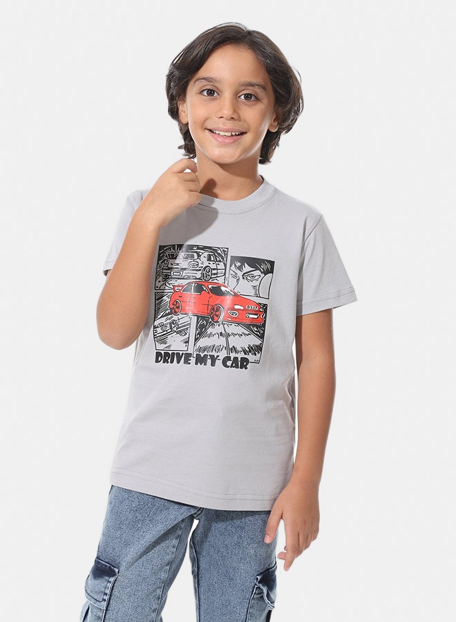 Andora Regular Fit Printed Boys T-Shirt_Grey - Image 1