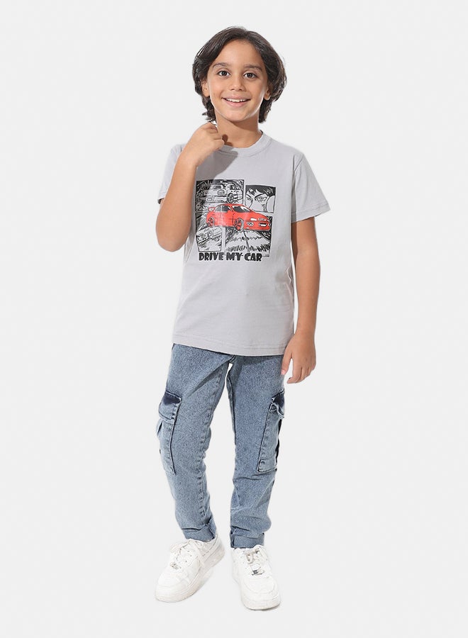 Andora Regular Fit Printed Boys T-Shirt_Grey - Image 4
