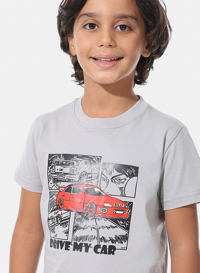 Andora Regular Fit Printed Boys T-Shirt_Grey - Image 3