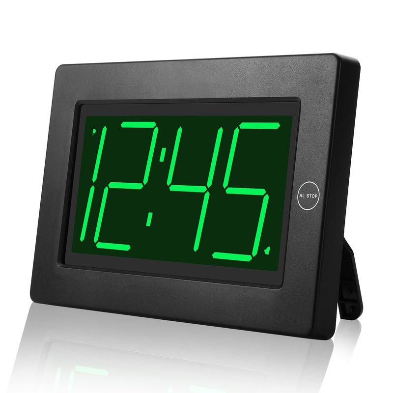 KWANWA Alarm Clock Wall Clock Digital Clock 3 LED Digit Display Battery Operated Adjustable Brightness Auto Night Mode Auto Alarm Volume Increasing WallMount  Tabletop
