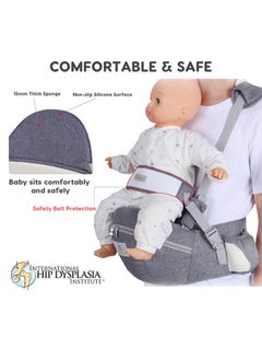 Gabesy Multifunctional Baby Hip Seat, Ergonomic Waist Stool, Baby Carrier, Hipseat, Hip Carrier, Abdominal Carry with Safety Belt & Shoulder Strap for Baby, Toddlers, 0-24 Months (Grey)  - Image 4