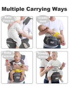 Gabesy Multifunctional Baby Hip Seat, Ergonomic Waist Stool, Baby Carrier, Hipseat, Hip Carrier, Abdominal Carry with Safety Belt & Shoulder Strap for Baby, Toddlers, 0-24 Months (Grey)  - Image 5