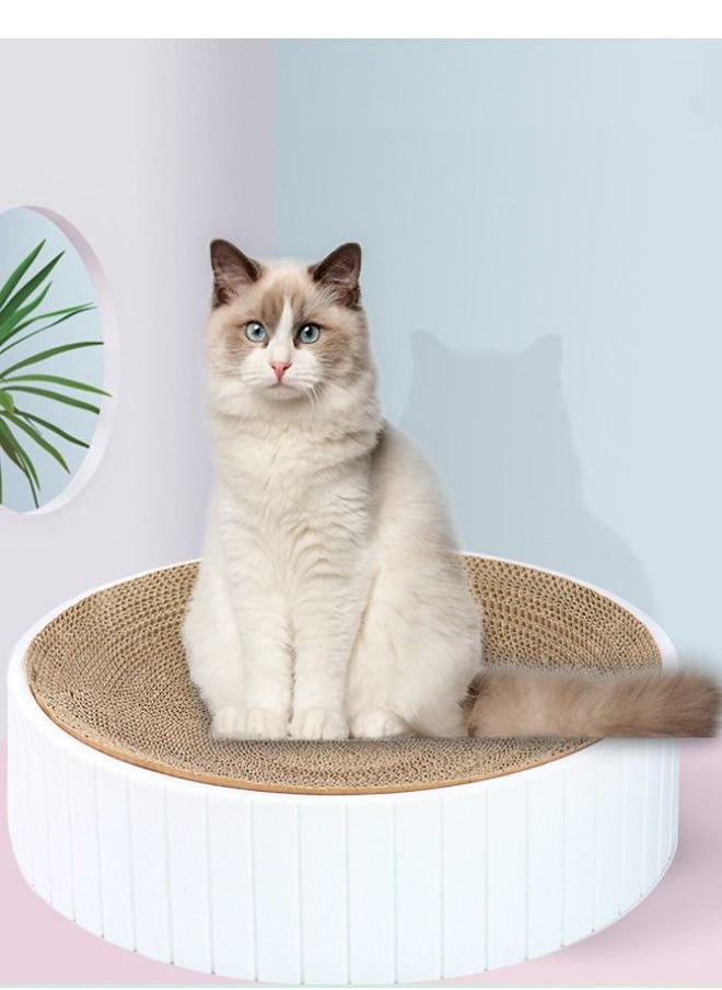 Durable Cat Scratcher for Indoor Cats Cardboard 2in1 Cat Scratching Pad & Lounge - Cat Scratch Couch Bed with Geometric Pattern Modern Design(Round）